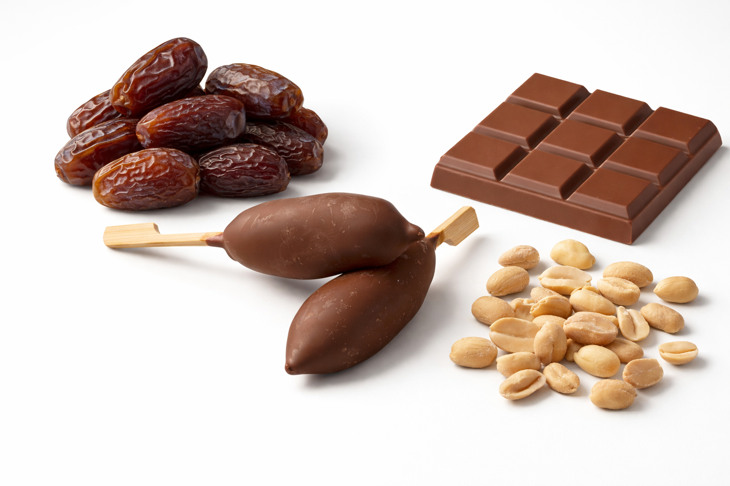 Medjool Datteln überzogen mit Erdnuss und Schokolade