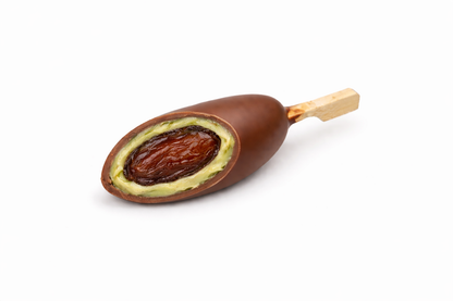 Medjool Datteln überzogen mit Pistaziencreme und Schokolade
